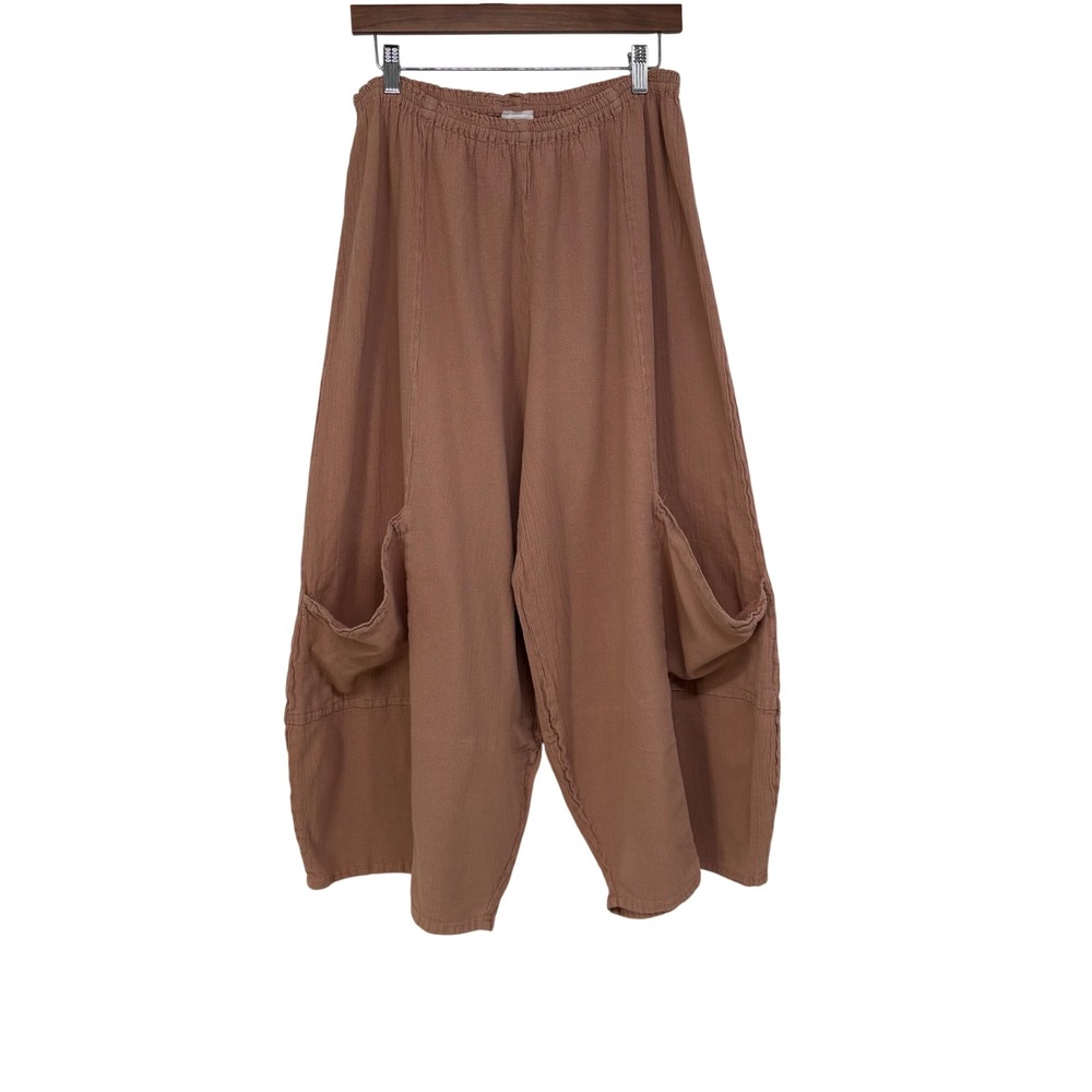 Oh My Gauze Terracotta Brown Cotton Wide Leg Balloon Pants Lagenlook Boho